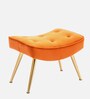 Wilbar Velvet Lounge Chair In Orange Colour With Foot Stool