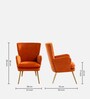Wilbar Velvet Lounge Chair In Orange Colour With Foot Stool