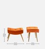 Wilbar Velvet Lounge Chair In Orange Colour With Foot Stool
