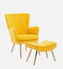 Wilbar Velvet Lounge Chair In Yellow Colour