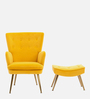 Wilbar Velvet Lounge Chair In Yellow Colour