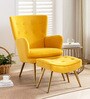 Wilbar Velvet Lounge Chair In Yellow Colour