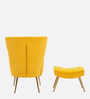 Wilbar Velvet Lounge Chair In Yellow Colour