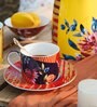 Wild Charm Premium Fine Bone China Tea Cup and Saucer Set of 2, Handcrafted Durable Tea & Coffee Mugs: Royal Tea Cups with Glossy Finish (2 Cups, 2 Saucers, 200 ML Each)