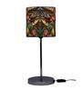 Wild Forest Table Multicolor Satin Shade Table Lamp with Silver Base