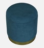 Willow Storage Suede Pouffe In Blue Colour