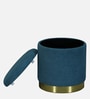 Willow Storage Suede Pouffe In Blue Colour