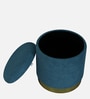 Willow Storage Suede Pouffe In Blue Colour