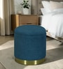 Willow Storage Suede Pouffe In Blue Colour