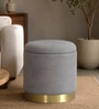 Willow Storage Suede Pouffe In Grey Colour