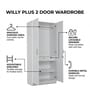Willy Plus 2 Door Wardrobe In White Finish