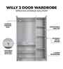 Willy Plus 3 Door Wardrobe In White Finish