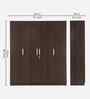 Willy Plus 4 Door Wardrobe In Walnut Finish