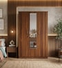 Wilson 3 Door Wardrobe With Mirror in Walnut Finish