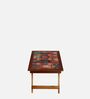 Window Print Solid Wood Portable Table in Brown Colour