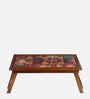 Window Print Solid Wood Portable Table in Brown Colour