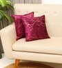 Wine Printed Velevt 2 Cushion Covers