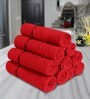 Red Solid 450 GSM Cotton Face Towel Sets (Set of 10)