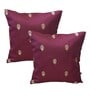 Wine Silk blend Banarasi Chanderi Zari 16x16 inches Cushion Covers (Set of 2)
