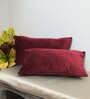 Wine Solid Velvet 12 x 18 Inches Cushion Covers (Set of 2)