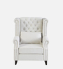 Wing Fabric Wing Chair in Off-White Colour
