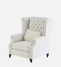 Wing Fabric Wing Chair in Off-White Colour