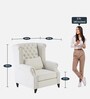 Wing Fabric Wing Chair in Off-White Colour