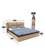Winston Leatherette Queen Size Beds with Hydraulic Storage in Beige Finish