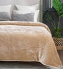 Beige Winter Mink Double Layer Heavy Cloudy Silky-Soft Single Blanket With Crochet Lace Edge