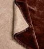 Beige Brown Winter Mink Double Layer Heavy Cloudy Silky-Soft Single Blanket With Crochet Lace Edge
