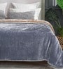 Beige Grey Winter Mink Double Layer Heavy Cloudy Silky-Soft Single Blanket With Crochet Lace Edge