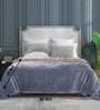 Beige Grey Winter Mink Double Layer Heavy Cloudy Silky-Soft Single Blanket With Crochet Lace Edge