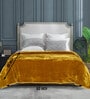 Gold Winter Mink Double Layer Heavy Cloudy Silky-Soft Single Blanket With Crochet Lace Edge