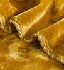 Gold Winter Mink Double Layer Heavy Cloudy Silky-Soft Single Blanket With Crochet Lace Edge