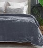 Grey Winter Mink Double Layer Heavy Cloudy Silky-Soft Single Blanket With Crochet Lace Edge