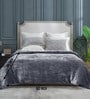Grey Winter Mink Double Layer Heavy Cloudy Silky-Soft Single Blanket With Crochet Lace Edge