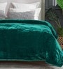 Teal Winter Mink Double Layer Heavy Cloudy Silky-Soft Single Blanket With Crochet Lace Edge
