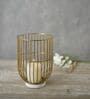 Wire Basket Gold Iron &
Stone Candle Holder