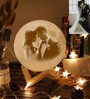 Touch Sensor 3 Colors Personalized 10Cm Moon Lamp With Wooden Base For Him
