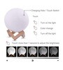 Touch Sensor 3 Colors Personalized 18cm Moon Lamp with Wooden Base for Him