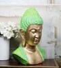 Wisdom's Glow Buddha Green & Gold Polyresin Buddha