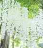 Set Of 12 White Plastic 3.7 Wisteria Hanging Artificial Flowers