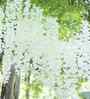 Set Of 6 White Plastic 3.7 Wisteria Hanging Artificial Flowers