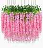 Set Of 12 Pink Plastic 3.7 Wisteria Hanging Artificial Flowers
