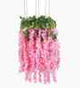 Set Of 6 Pink Plastic 3.7 Wisteria Hanging Artificial Flowers