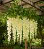 Set Of 12 White Plastic 3.7 Wisteria Hanging Artificial Flowers