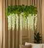 Set Of 6 White Plastic 3.7 Wisteria Hanging Artificial Flowers