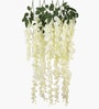 Set Of 6 White Plastic 3.7 Wisteria Hanging Artificial Flowers