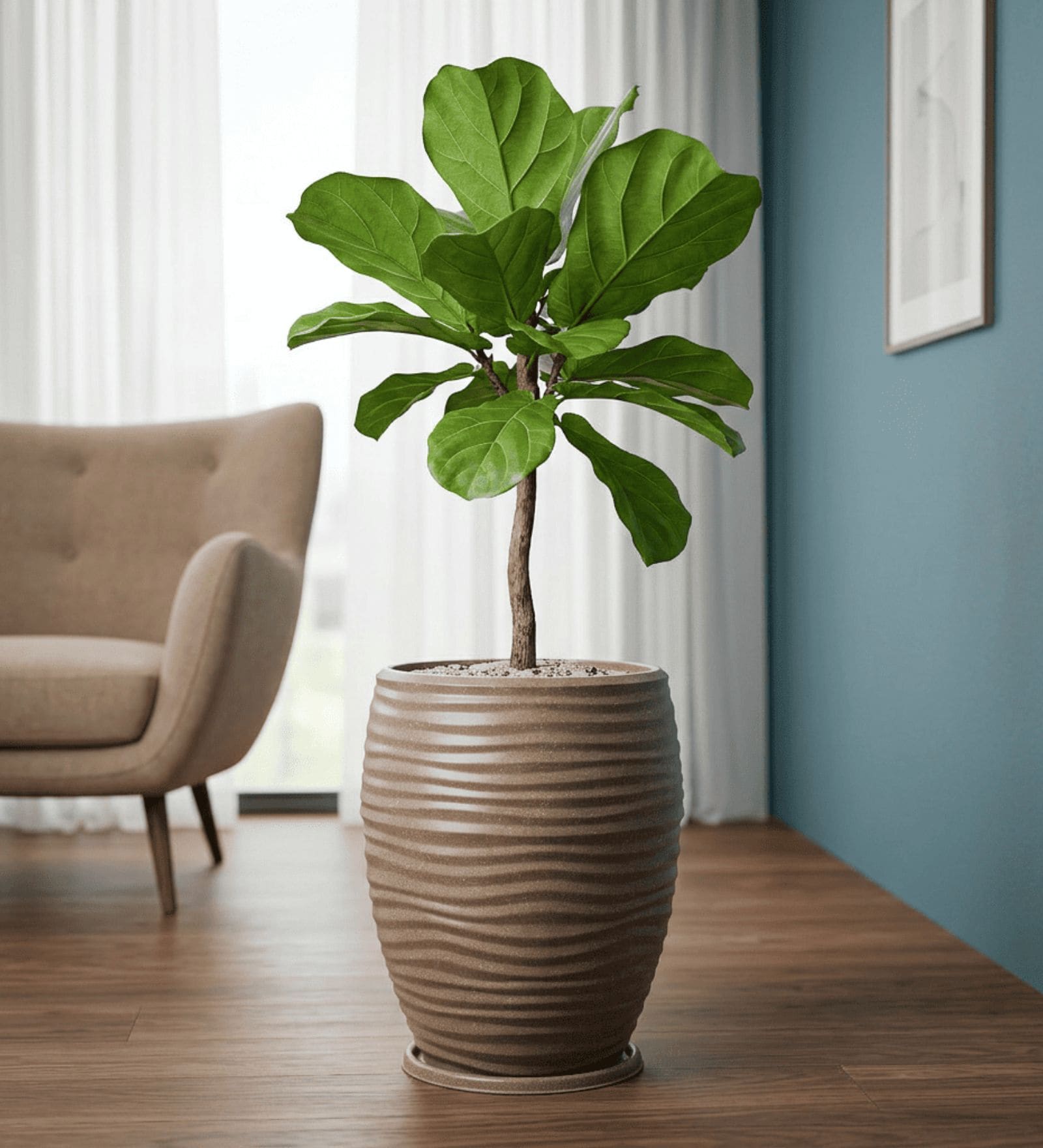 WKTR Choco Brown 18 Inch German Polymer Tall Round Plant Container with Saucer