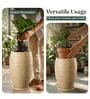 WKTR Beige 18 Inch German Polymer Tall Round Plant Container with Saucer